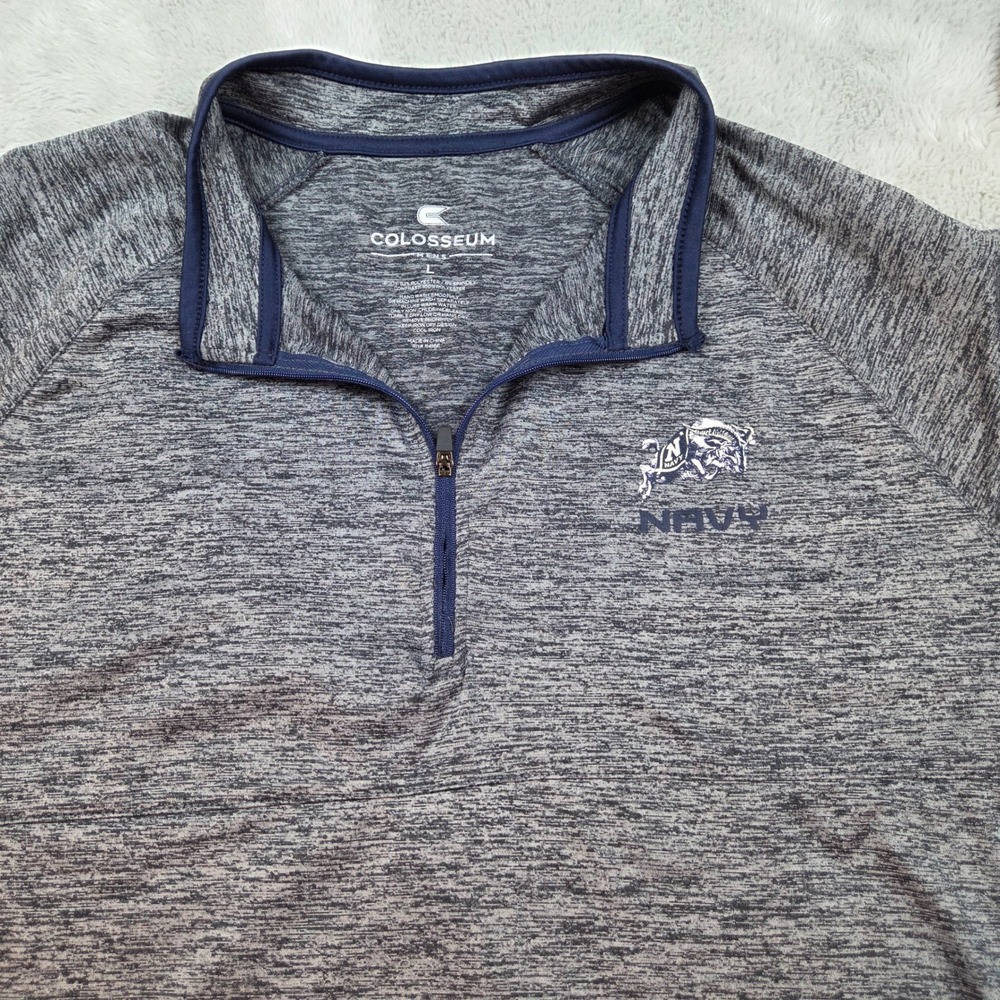 Colosseum Quarter Zip Pullover Mens L Navy Midshipmen Space Dye Blue Grey